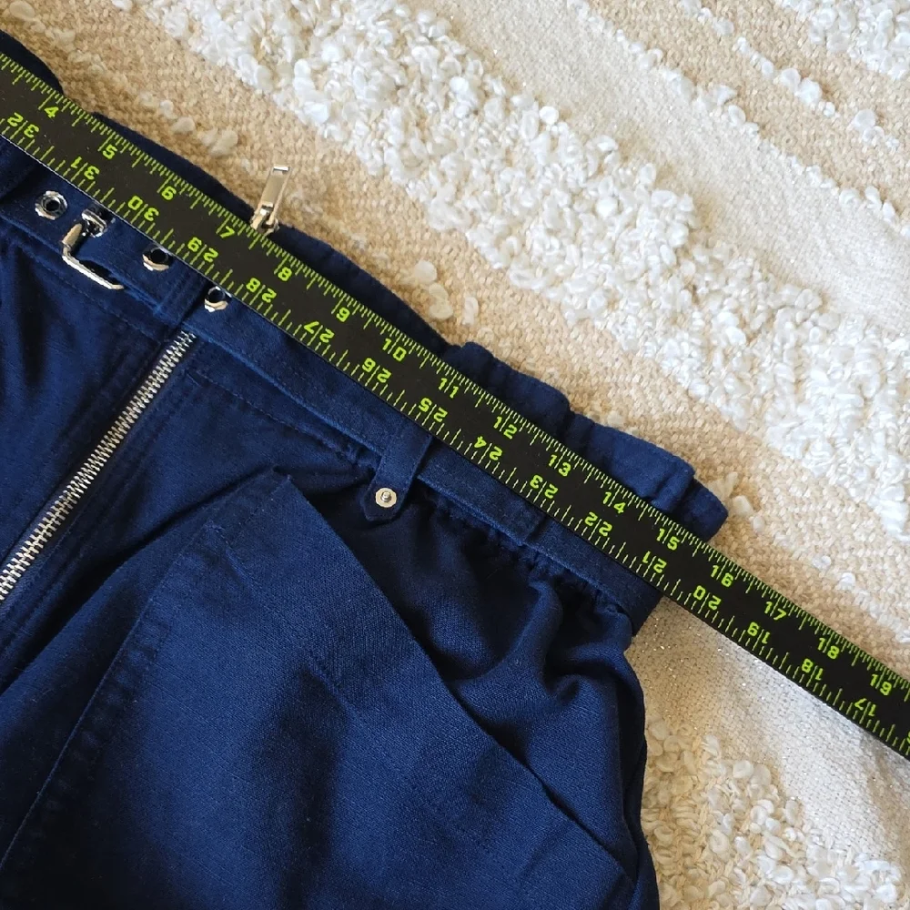 Banana Republic Navy Ankle Pants Stretch Waist Belt Size 8 (Relaxed Fit)